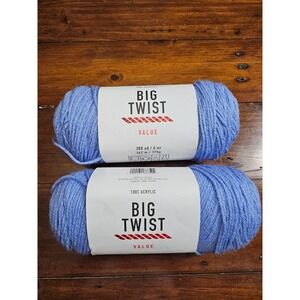 Big Twist Value 100 Percent Acrylic Yarn Cerulean blue Color 2 Skeins‎